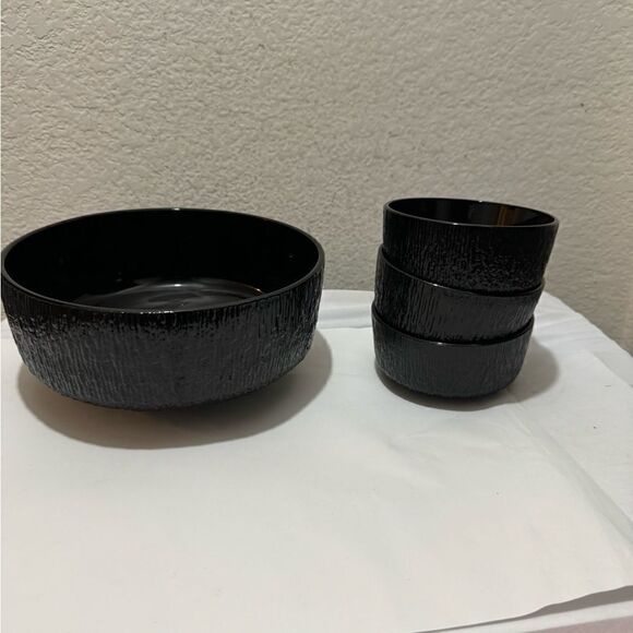 RARE Vintage Indiana Glass Black Chip and 3 Dip Bowl from the 1970's-1980's